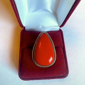 Red Agate Sterling Silver Western Ring Size 7